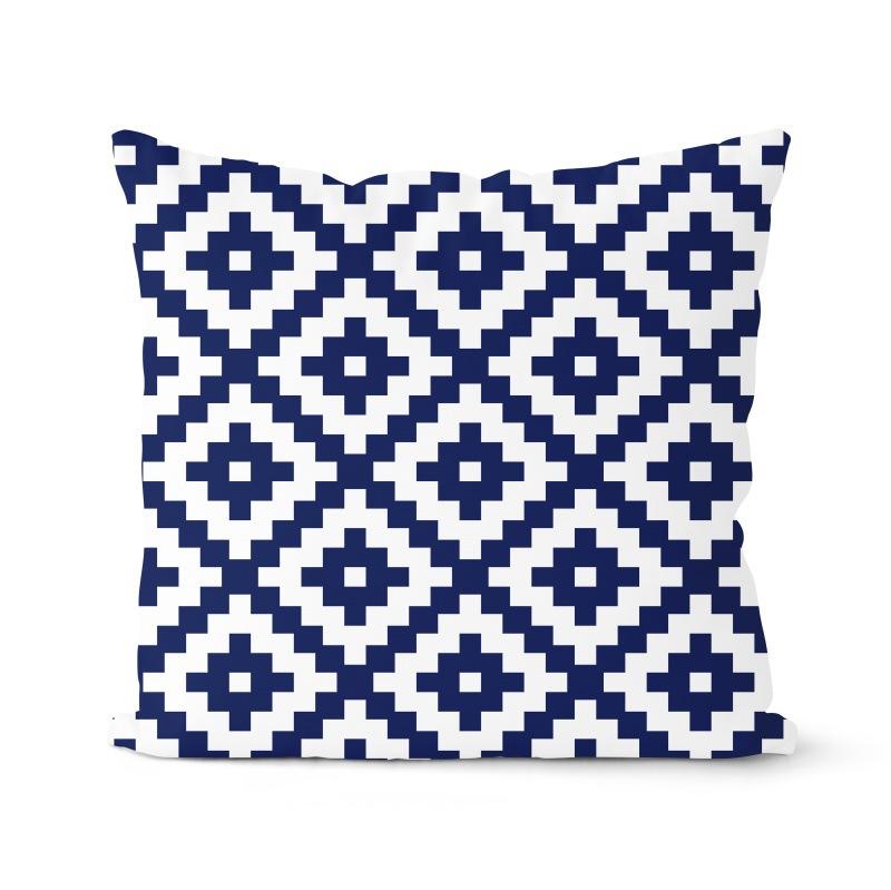 Navy Blue Cushion Geometric Pillowcase Decorative Pillow Home Decor Throw
