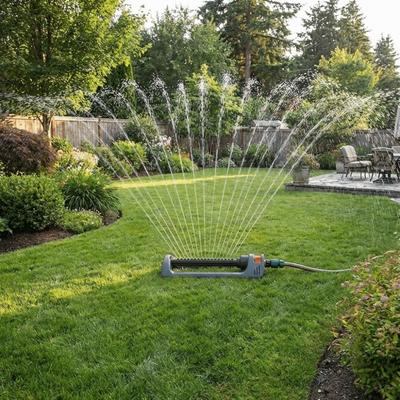 19 Hole Nozzles Oscillating Sprinkler 4 Modes Wide Coverage Water Sprayer Automatic Weighted Base Garden Sprinkler Heads