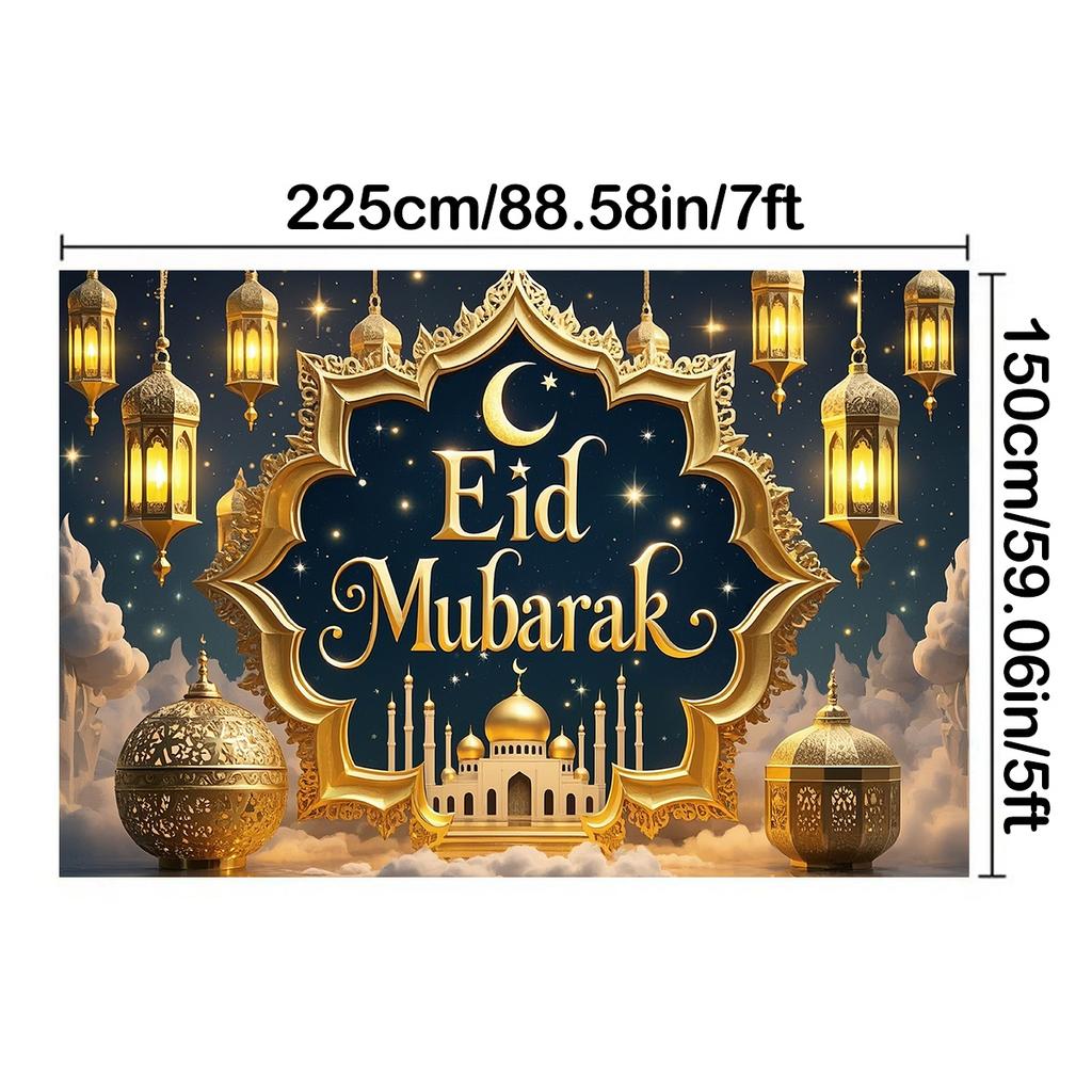 Golden Mosques and Lanterns Backdrop,Creating Festive Atmosphere,for Event Decor,Studio Photography,Event Supplies
