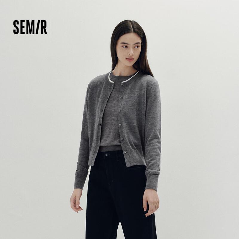 Semir Damen Colorblock Strickjacke aus Wolle