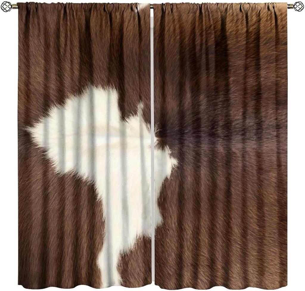 Leopard Print Curtains Rustic Safari Theme 3D wild Animal Fur Skin Brown Farm Window Treatments for Kids Living Room Bedroom