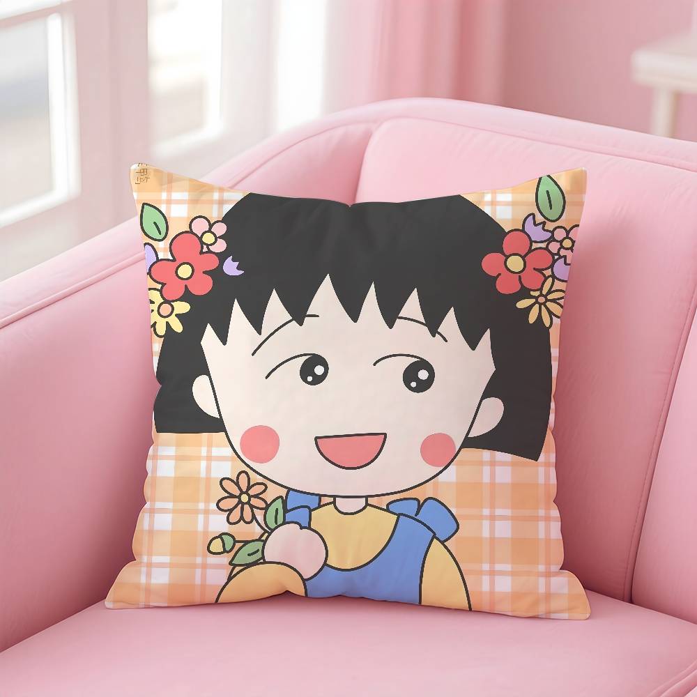 Anime C-Chibi M-Maruko-Chan Pillow Case Pattern Printing Pillowcase Living Room Sofa Cushion Cover Bedroom Room Decor