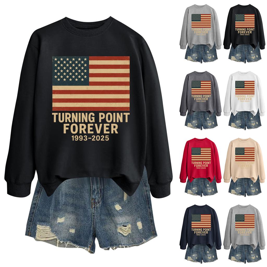 Damemote Casual Langermet trykt rundhals sweatshirt topp