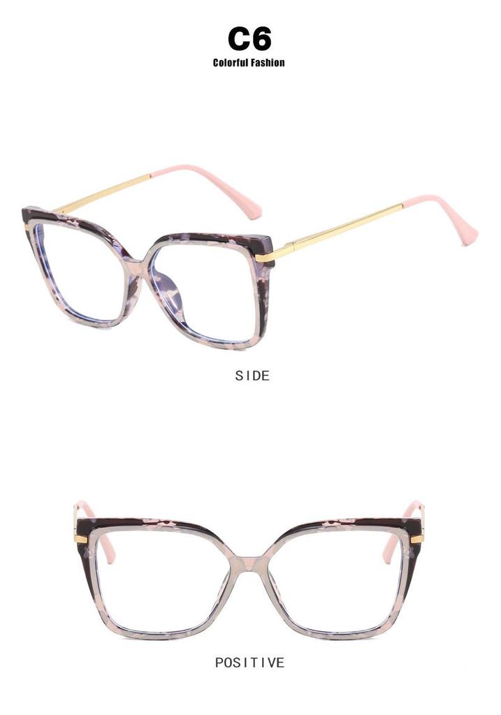 2023 Trendy TR90 Anti-Blue Light Cross Metal Square Glasses Frame - Celebrity Street Style
