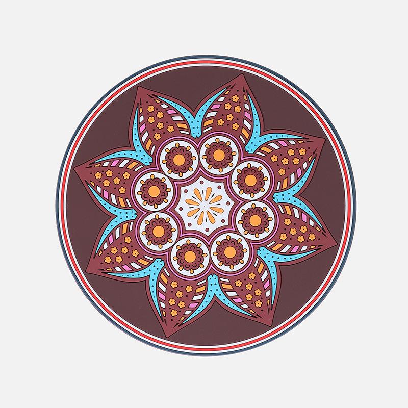 Large 3D Ethnic Style Silicone Heat-Resistant Placemat & Coaster Set