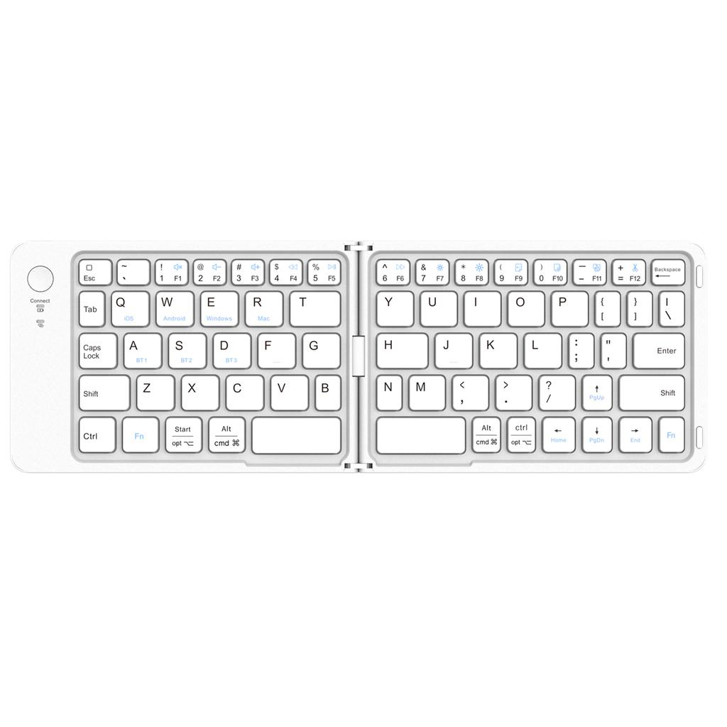 Mini Foldable BT Keyboard with Stand Wireless Full Size Keyboard Type-C Charging Portable BT Key Pad for Android iPhone iPad Mac