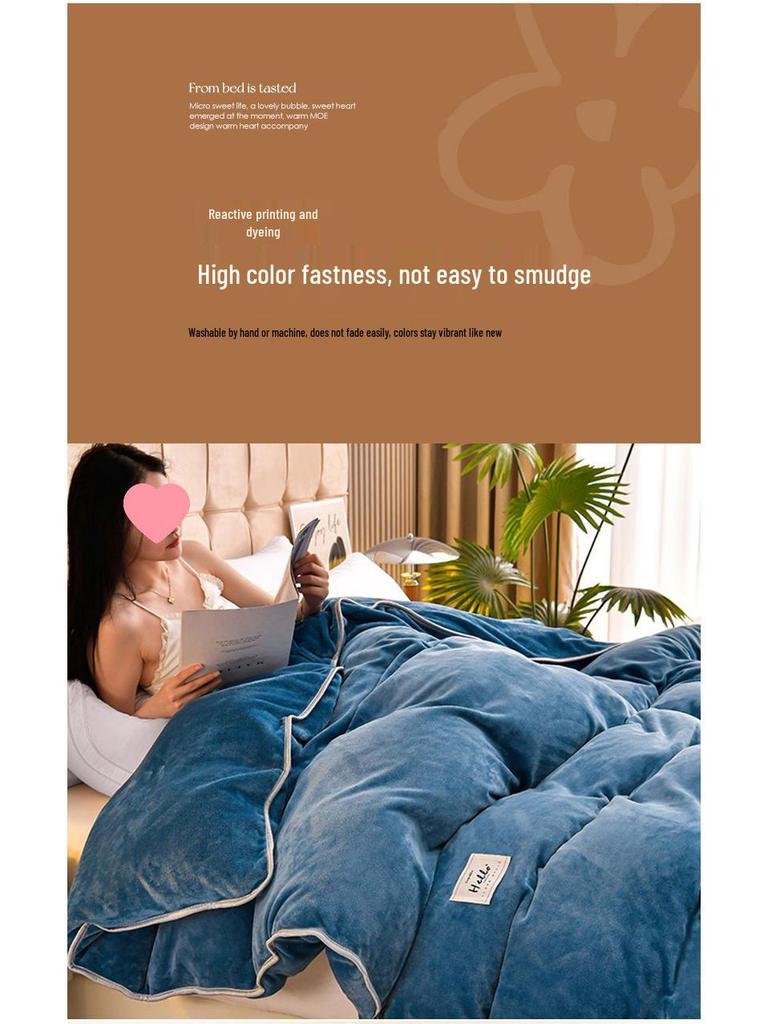 2026 Solid Color Thickened Milk Velvet Flannel Duvet Cover