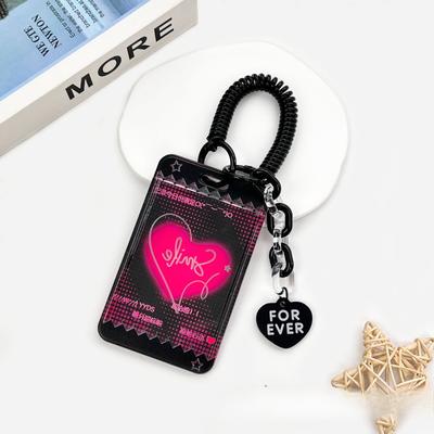 Chic Idol Photo Card Holder with Lanyard SweetHeart Style Family Friend Photo Card Cover Case ID Bus Card Protector