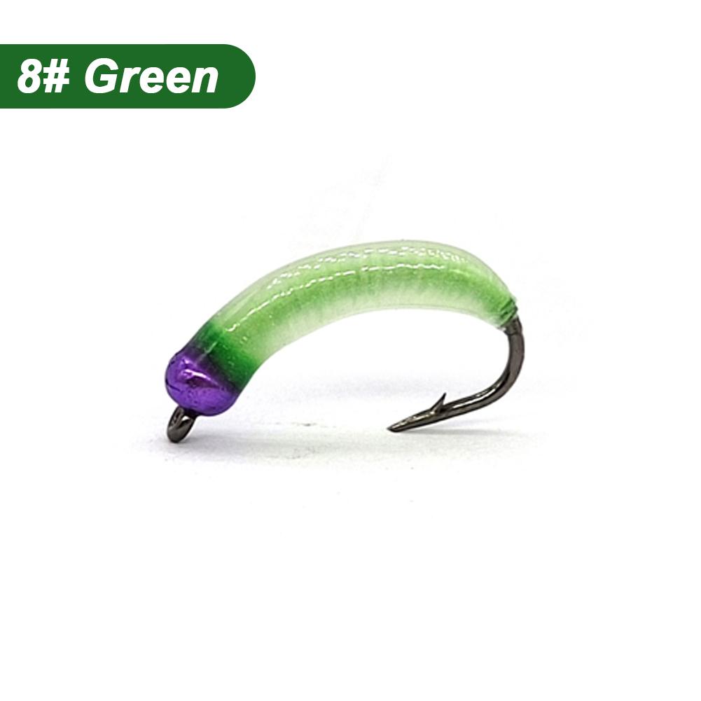 

1шт светящиеся нимфы муха крючок приманка загнутый крючок рыболовные принадлежности 8# Green