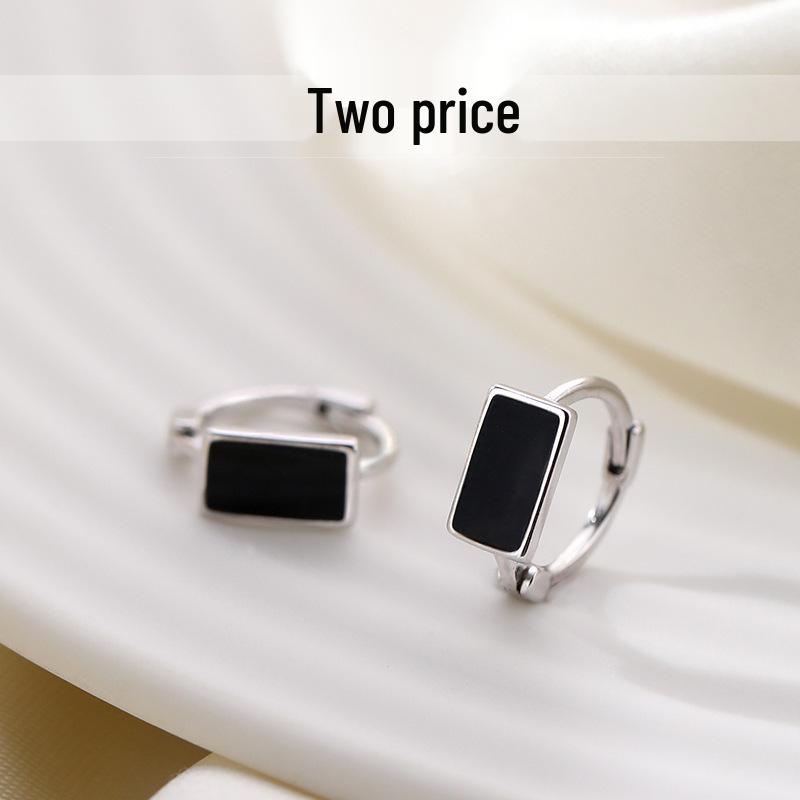 Korean Style Geometric Rectangle Earrings: Retro Hip Hop Hoop & Ear Clips for Women