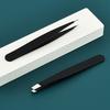 Precision Tweezer Hair Plucker for Men and Women - Slant Tip for Easy Hair and Eyebrow Grooming - Black