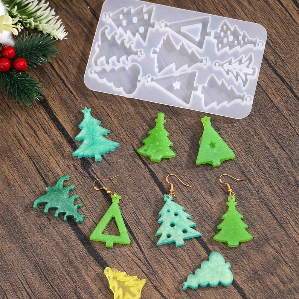 Christmas Elk Earring Pendant Crystal Epoxy Silicone Mold DIY Snowman Bell Shape Pendant Mold For Jewelry Making Craft Keychain