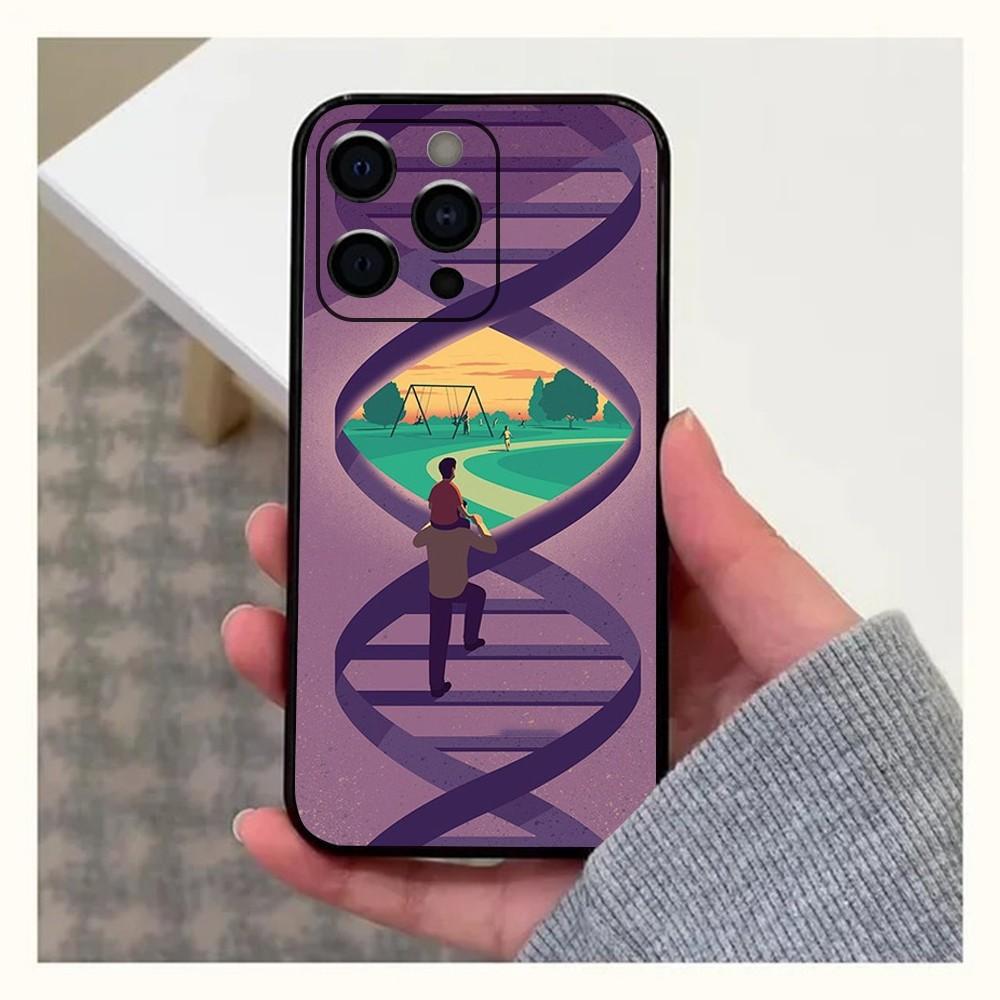 Wissenschaft DNA Biologie Handyhülle Für Apple iPhone 15,14,13,12,11,Pro,X,XS,Max,XR,Plus,Mini Weiche Schwarze Hülle