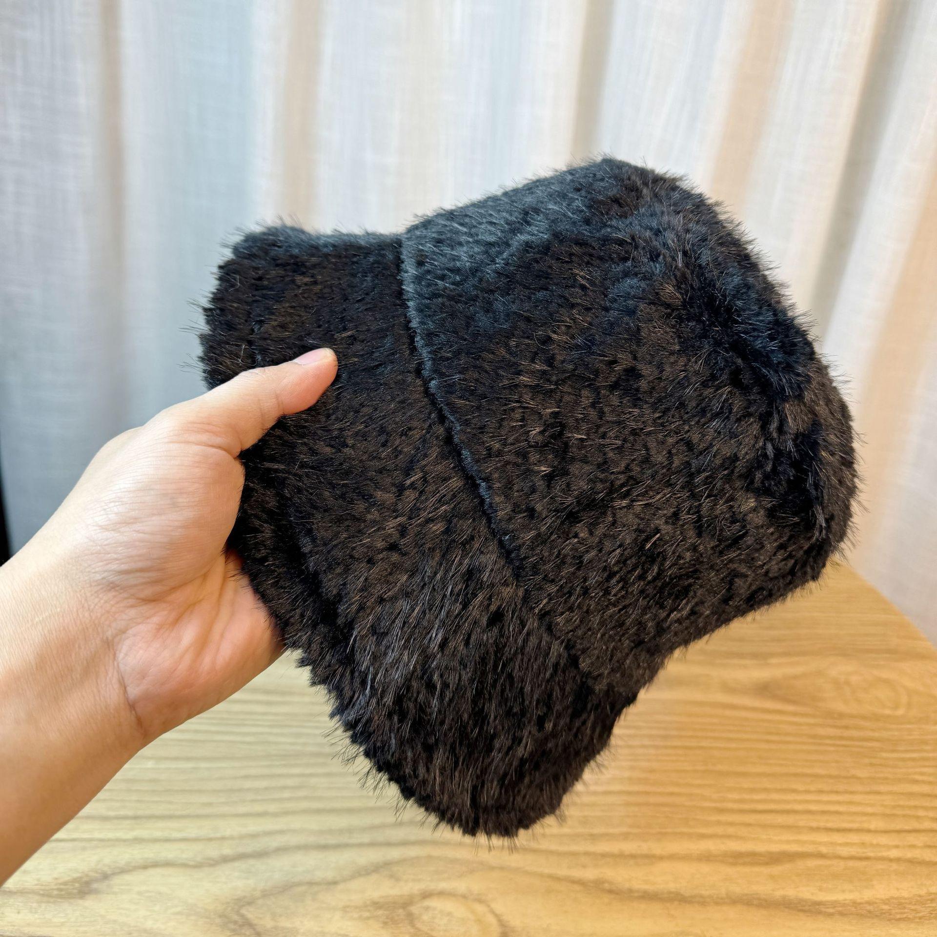 

Женская зимняя шляпа-панама в корейском стиле из норки, универсальная шляпа-ведро, японская однотонная утолщенная шляпа-ведро, зимний тренд Adjustable