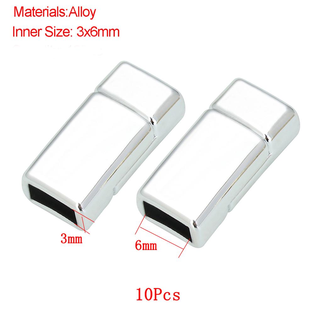 Jewelry Findings Leather Bracelet Clasp DIY Magnet Hook Rhodium Magnetic Clasp Flat Hole 15*3mm