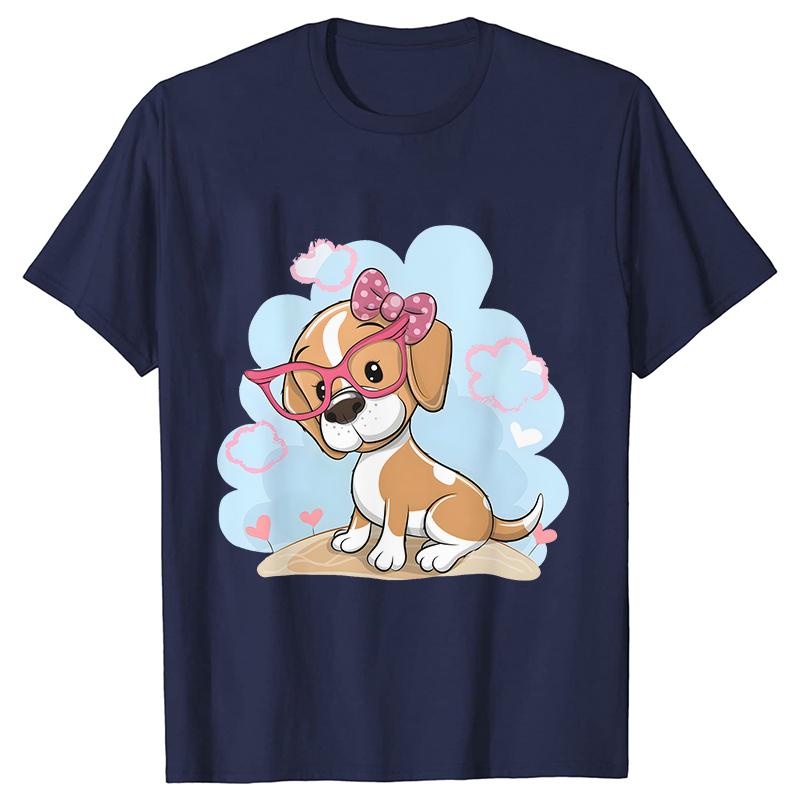 Kawaii Dog Print Women T Shirt Harajuku Ulzzang Fashion Streetwear Tees Cute Funny T-Shirts Graphic Y2k Tops Aesthetic Clothes