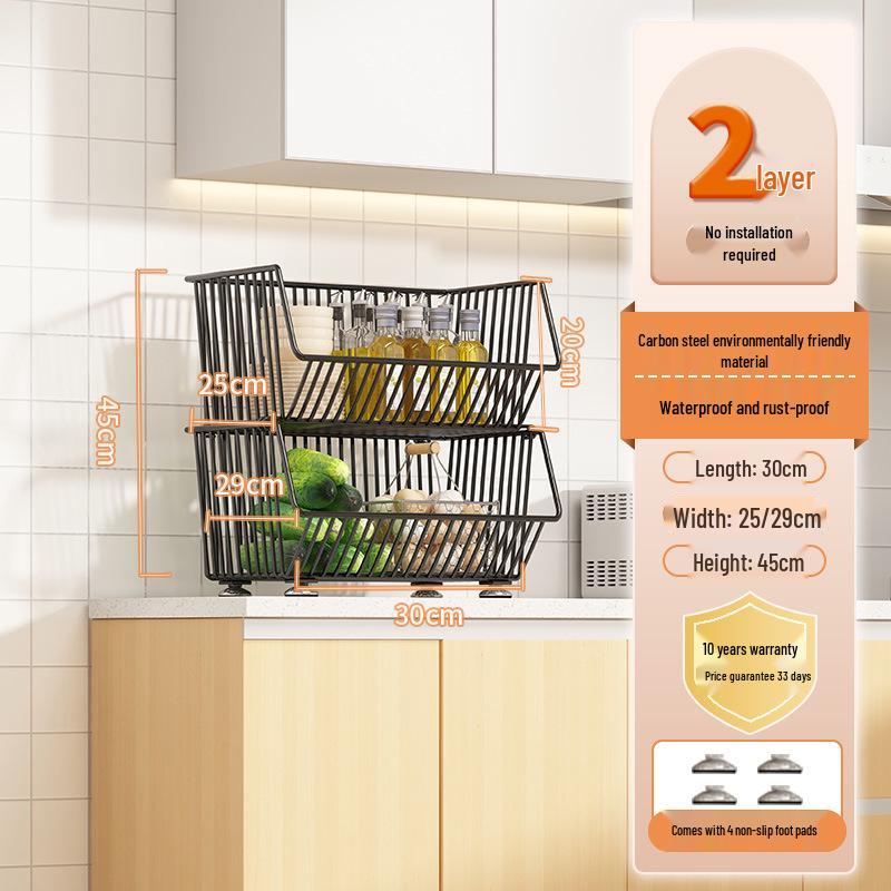 Kitchen Multi-layer Storage Rack: Snack, Toy, Vegetable Basket & Draining Shelf