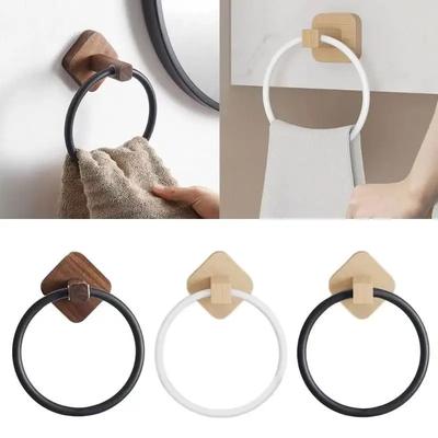 Aluminium und Holz Badezimmer Handtuchring, Selbstklebender Halter, Wandmontierte Handläufe für Küche, Badezimmer