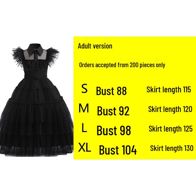 

Якісна чорна сукня Венздей Аддамс для дівчаток - Косплей костюм на Хелловін One Size