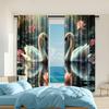 2 Pcs   Versatile Polyester Transparent Curtains for Home Decoration Swan for Use In Bedrooms and Living Rooms
