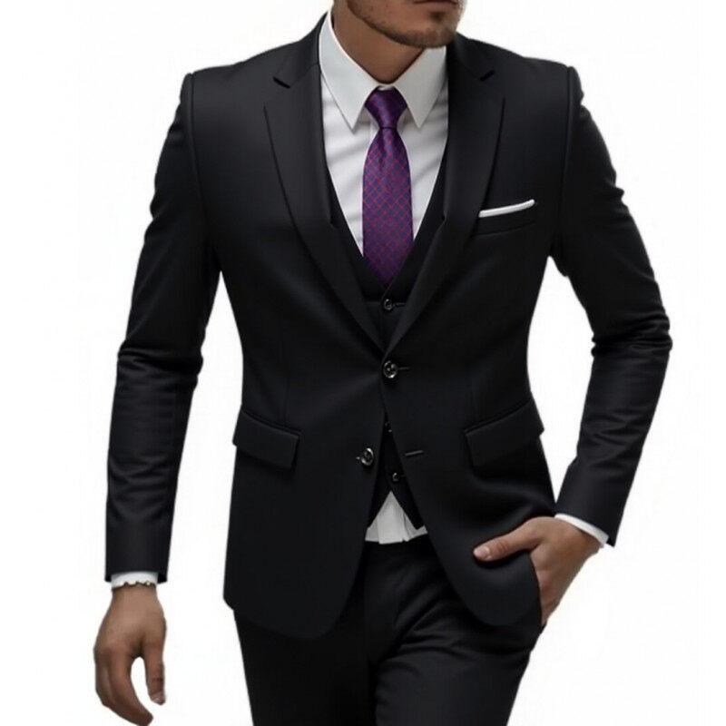 Two-piece Suit Men's Fashionable Gentleman Business British Style Solid-color Banquet Host Casual Wedding Suit