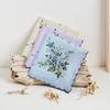 3pcs/set With Wavy Edge Embroidered Flowers Print With Lace Handkerchiefs for Wedding Gift Cotton Kerchiefs Pocket Hankies