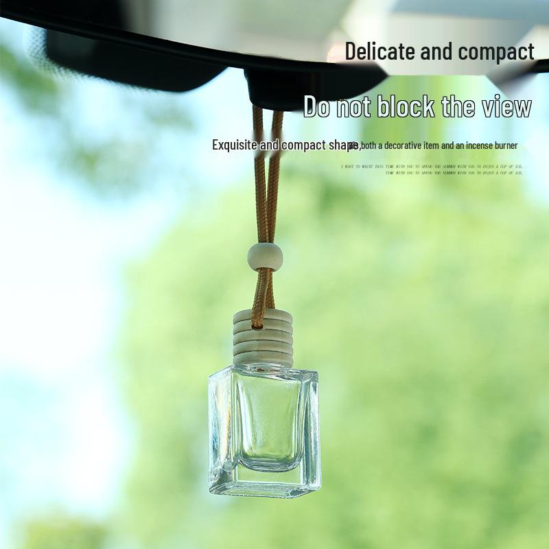 Car Air Freshener Pendant with Rope - Glass Bottle Fragrance Decanter for Bathroom