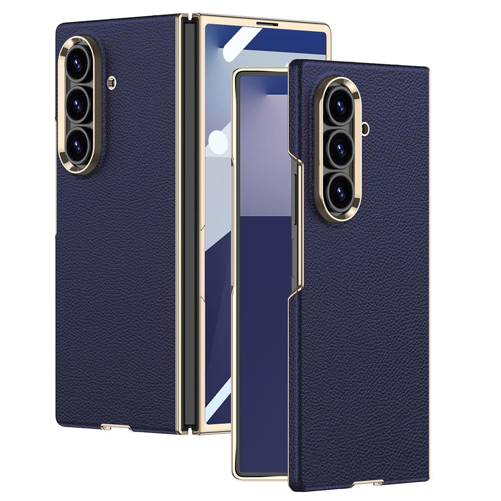 GKK For Samsung Galaxy Z Fold7 5G Case Electroplated PC+PU Phone Cover with Tempered Glass Front Film