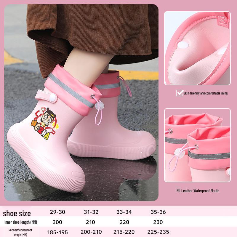 Children's Waterproof Non-Slip Rubber Rain Boots for Boys and Girls - Warm, School-Ready Footwear