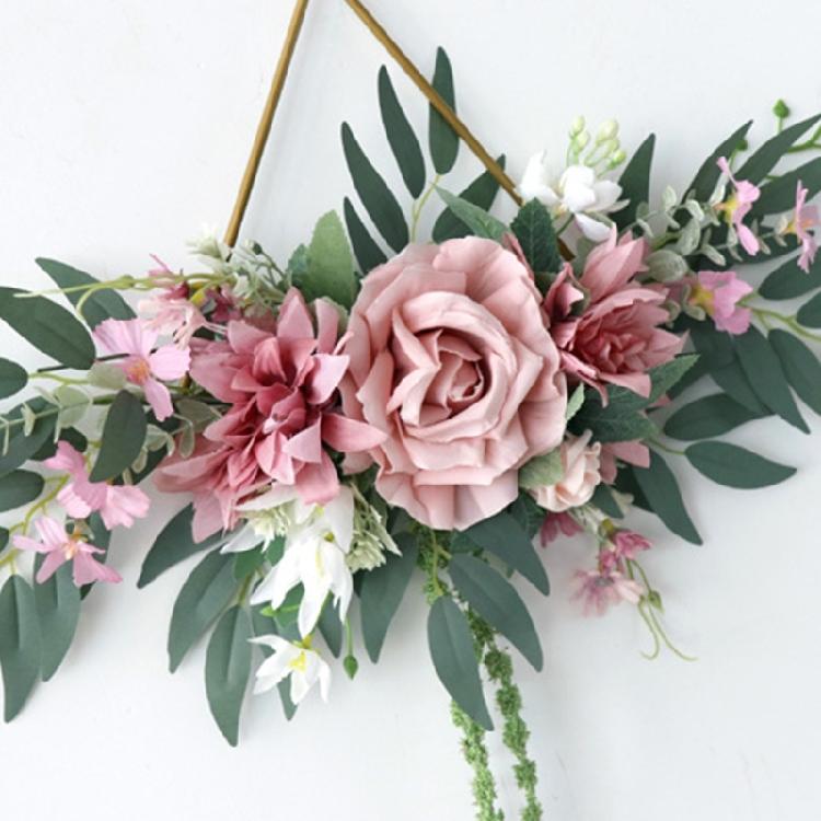 Artificial Silk Flower Wreath with Iron Wire for Front Door Garden Wedding Party Decorations