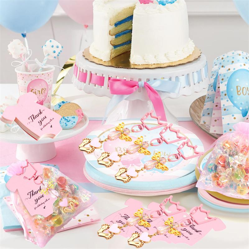 20 Sets Baby Shower Party Favors Include Baby Shower Angel Keychains Thank You Card Organza Bag For Baby Shower Birthday Party