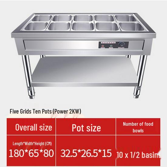 Commercial Electric Food Warmer: Stainless Steel Soup Pot and Serving Counter