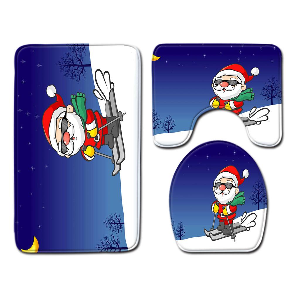 Christmas Bathroom Floor Mat Toilet Three-Piece Set