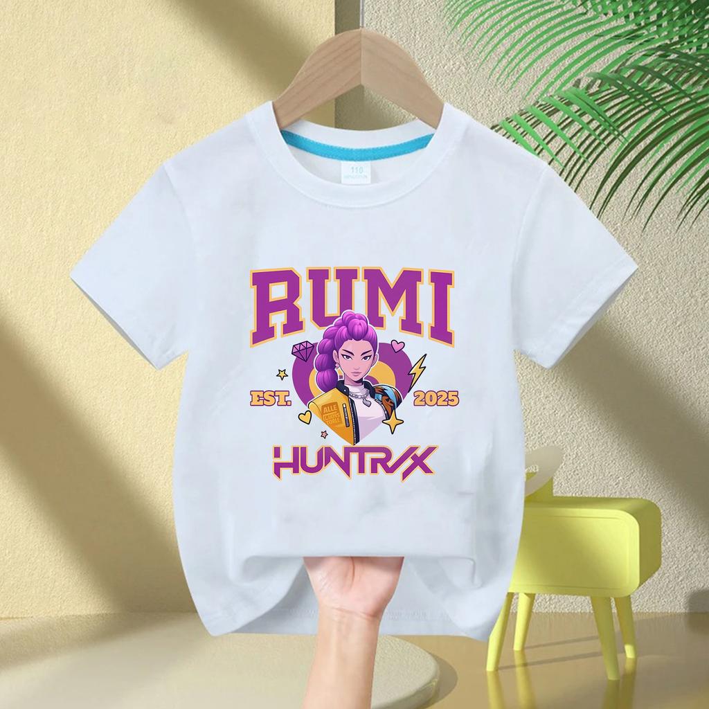 Soft Cotton T-Shirt for Girls, 2026 Movie Design,Children's Clothing,Gifts for K-Pop Demon Hunters Fans, Fashionable Casual Tops