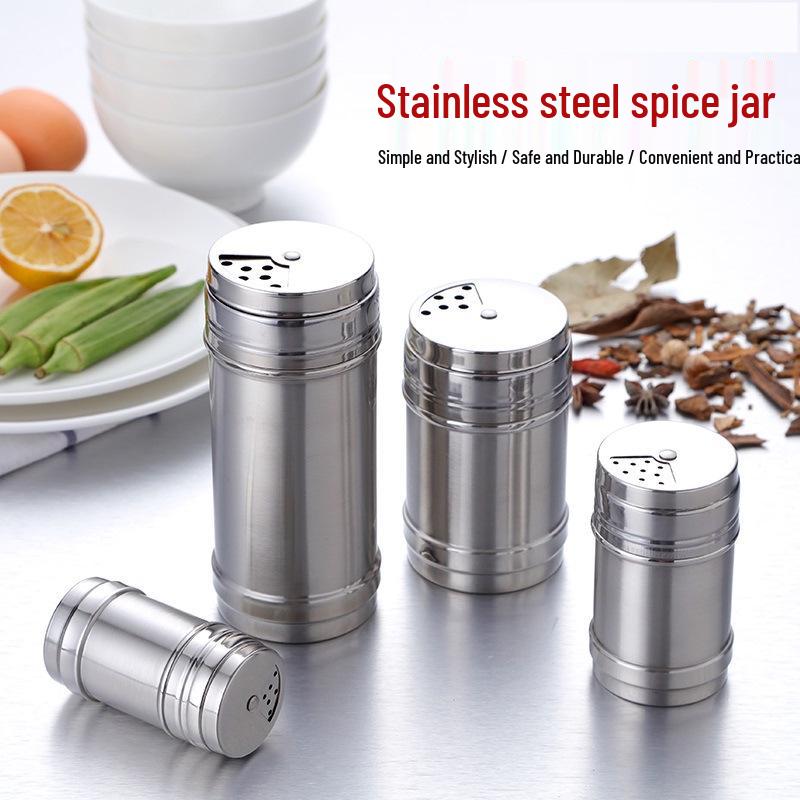 Stainless Steel Spice Jar with Rotary Dispenser for BBQ and Outdoor Use Small