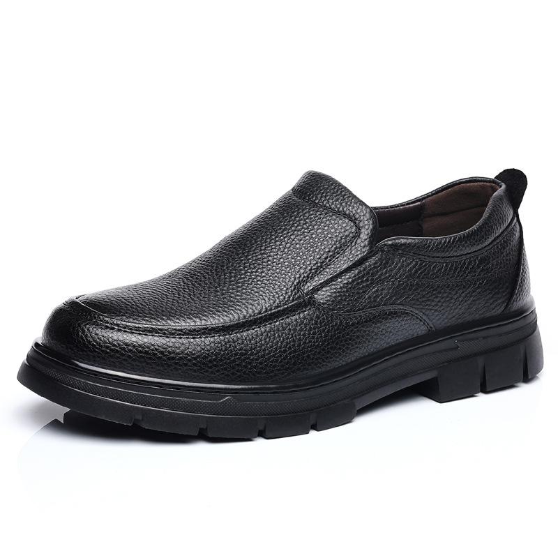 Men's Leather Shoes Genuine Leather 2025 Autumn Platform Shoes Men's Round Head Versatile Non-slip Breathable Casual Shoes Pure Cowhide