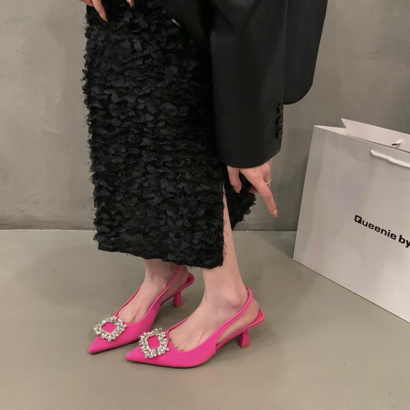 Stiletto High Heels Temperament Socialite Black Bag Head Sandals Fairy Shoes 2025 New Spring and Summer Pointed Single Shoes