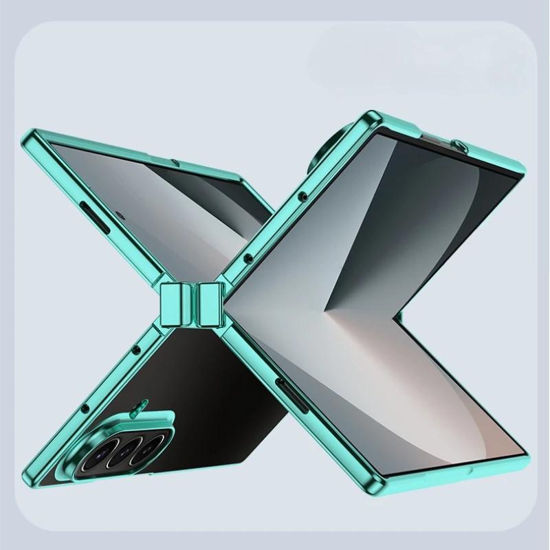 Fashion Ultra Thin Electroplated Transparent Phone Case For Samsung Galaxy Z Fold 7 6 5 With Hinge Shockproof Protection Cover