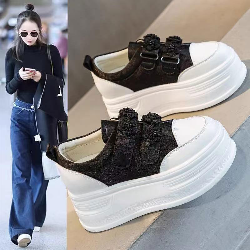 Inner height increase Velcro women's spring new casual single shoes muffin platform retro new Chinese style women's shoes
