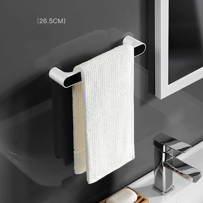 

Adhesive Towel Rack Wall Mounted Punch-Free Towel Holder Hanger Bathroom Organizer Grey Short 26.5cm