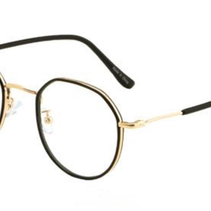 Men s and Women s Round Gold Silver Horn Rim Glasses Frame G1239_Crystal-Gold
