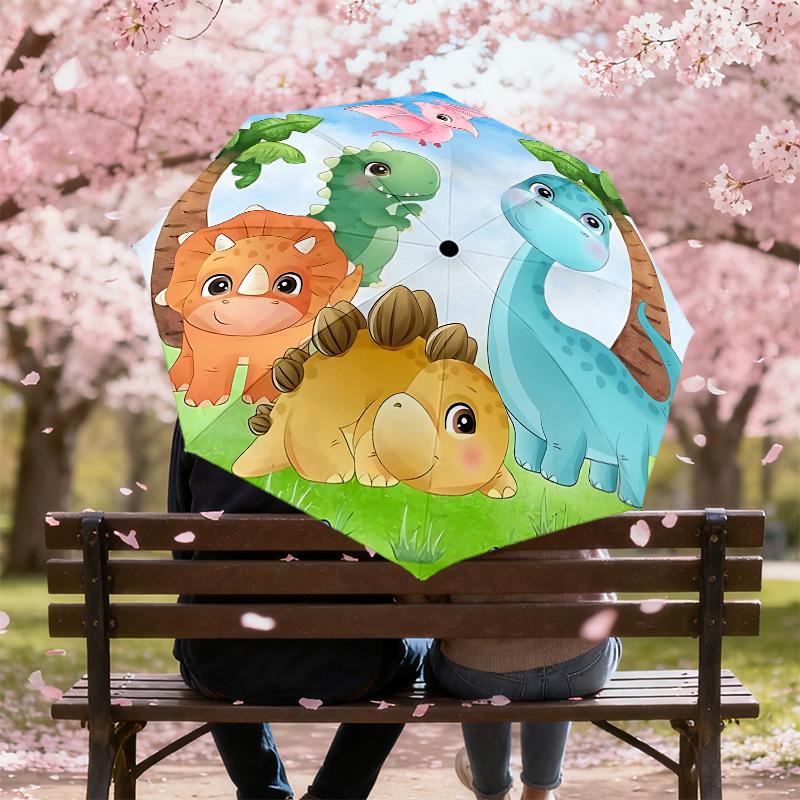 1PC Dinosaur Jungle Umbrella-8-Rib Reinforced, Automatic Open, Lightweight & Durable, Cute Fashion Accessory for Outdoor, Beach or Casual Use, Beach U