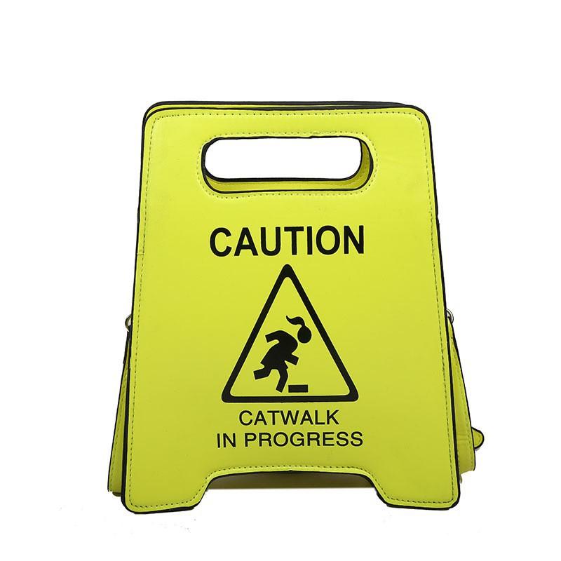 

Funny Cross-body Bag Female Creative Spoof Parking Sign Handbag Personalized Shoulder жовтий