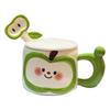 Cute Apple Ceramic Mug with Lid Spoon Men and Women High Looking Couples Office and Household Drinking Water Birthday Gift