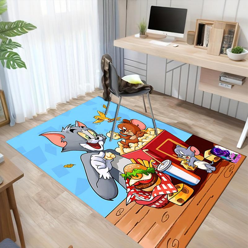 Tom Jerry Feast Carpet For Playroom Bedroom Living Room Sofa Home Decorkids Game Area Rug Nonslip Floor Mat
