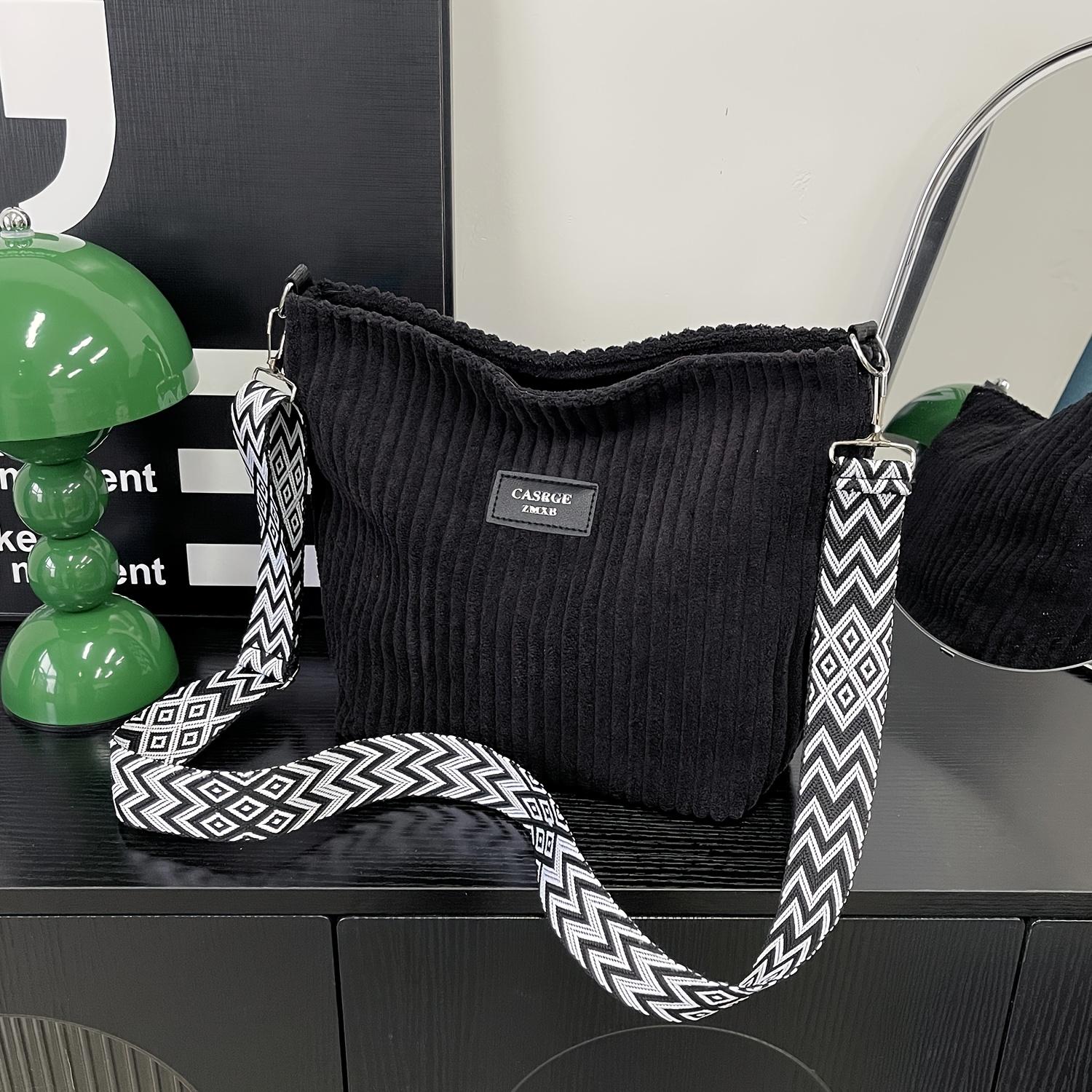 New Large Capacity Women s Shoulder Bag Solid Color Shoulder Bag Versatile Tote Commuter Bag Corduroy Bag for Women