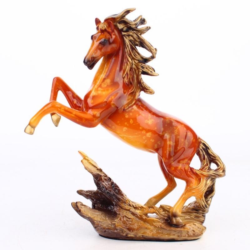 Elegant Horse Statue Resin Sculpture Desktop Decors For Home Office Decoration Hand Painted Detail 18cm Length
