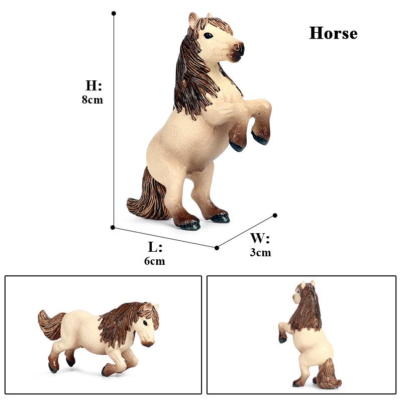 Oenux Grassland Wild Steed Farm Animal Small Horse Model Action Figures PVC Home Decoration Figurines Collection Toy Kid Gift