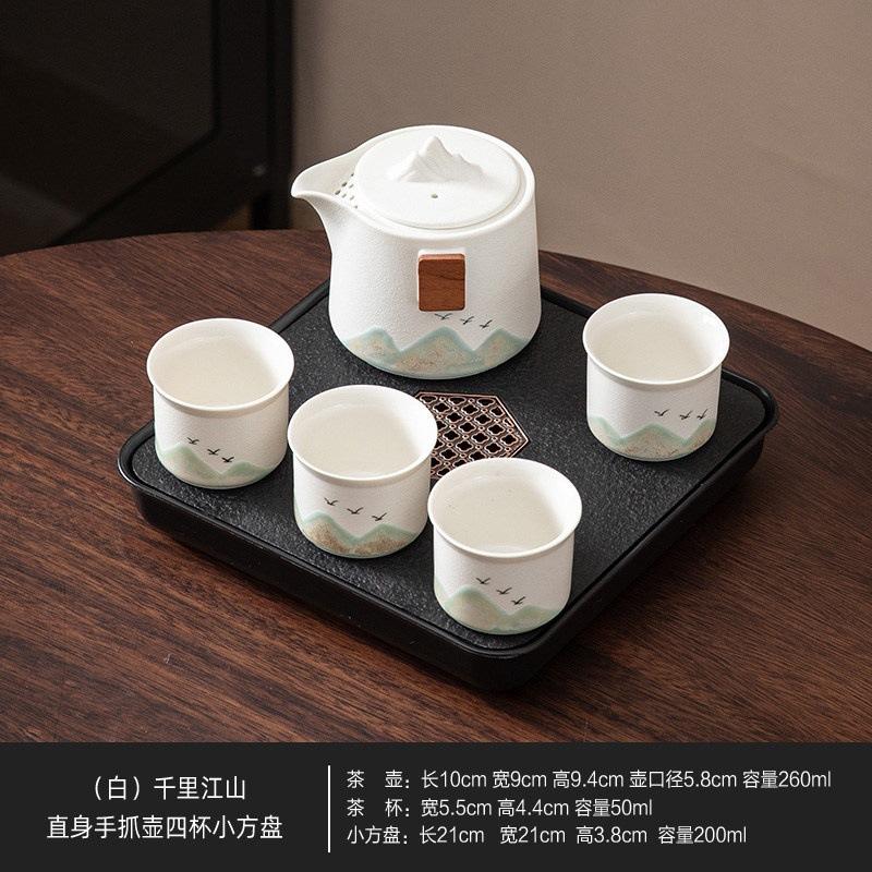 National trend portable landscape travel kung fu tea set tea tray teapot 24 teacup ceramic set camping