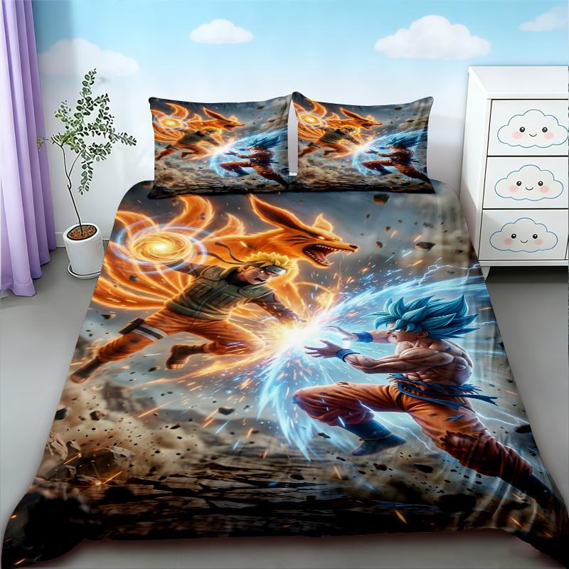 Kids 3pcs Duvet Cover Naruto Cartoon Anime Bedding Set Comfortable Breathable Quilt Cover Queen King Full Bedroom Decor